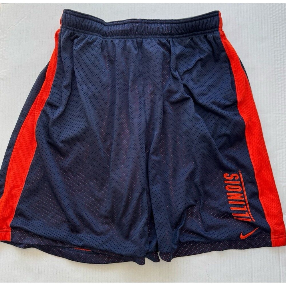 VTG Nike Dri Fit University of Illinois Fighting Illini Basketball Shorts Large